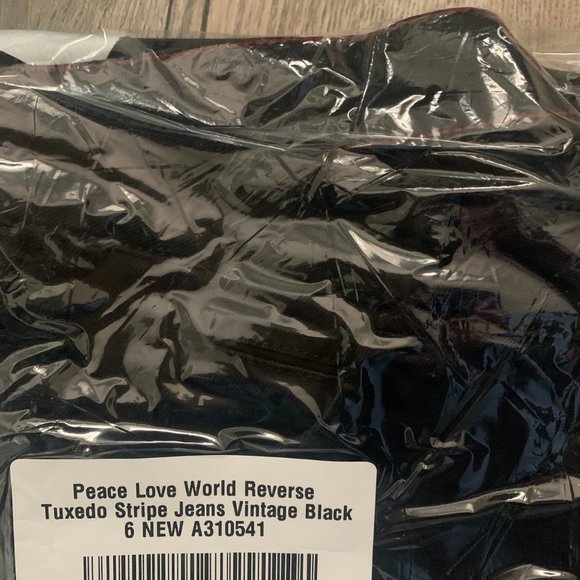 NWT PEACE LOVE WORLD REVERSE TUXEDO STRIPE VINTAGE‎ BLACK JEANS 6 - Picture 11 of 14
